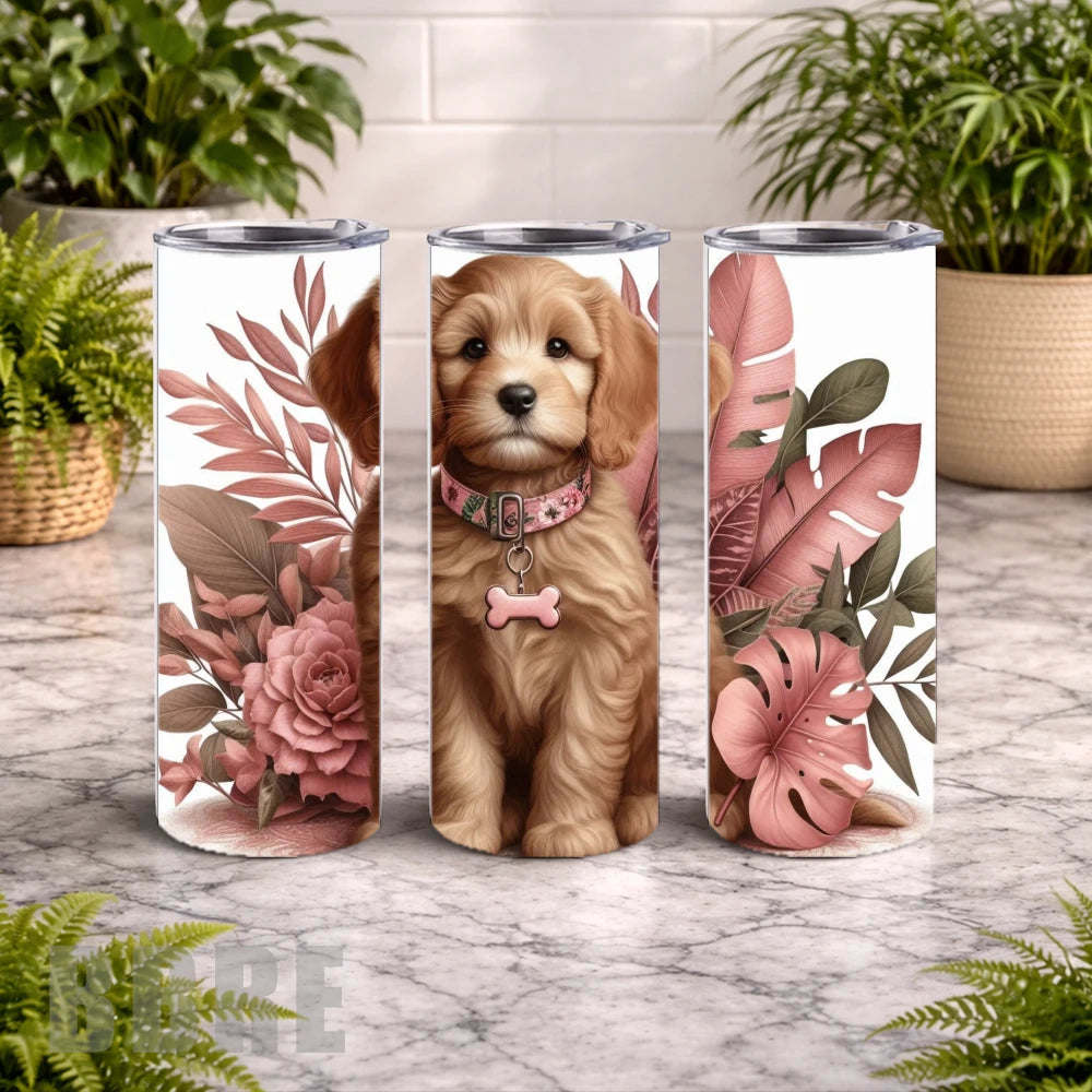 Floral Puppy 20 OZ Wrap Mockup