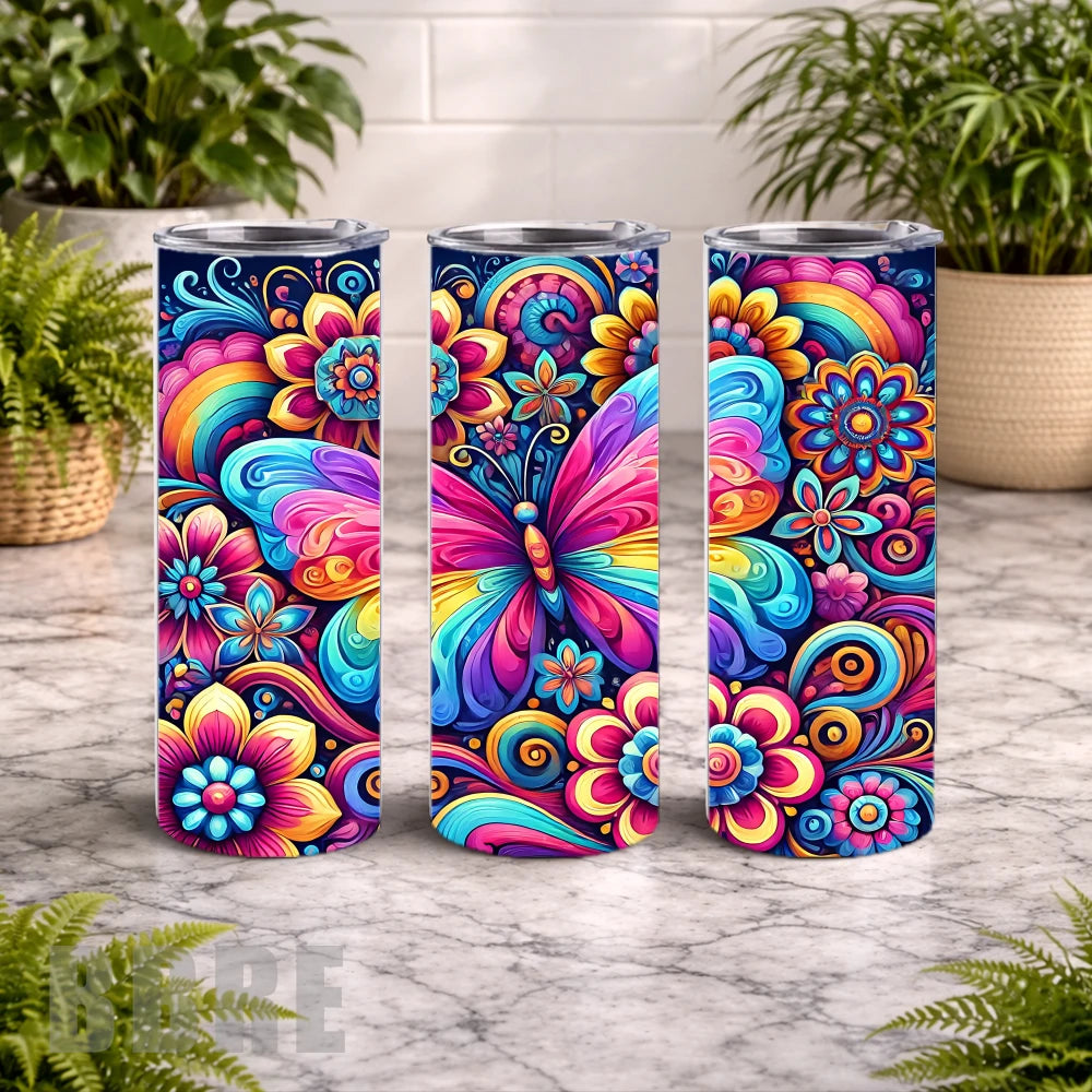 Colorful Butterfly 20 OZ Wrap Mockup