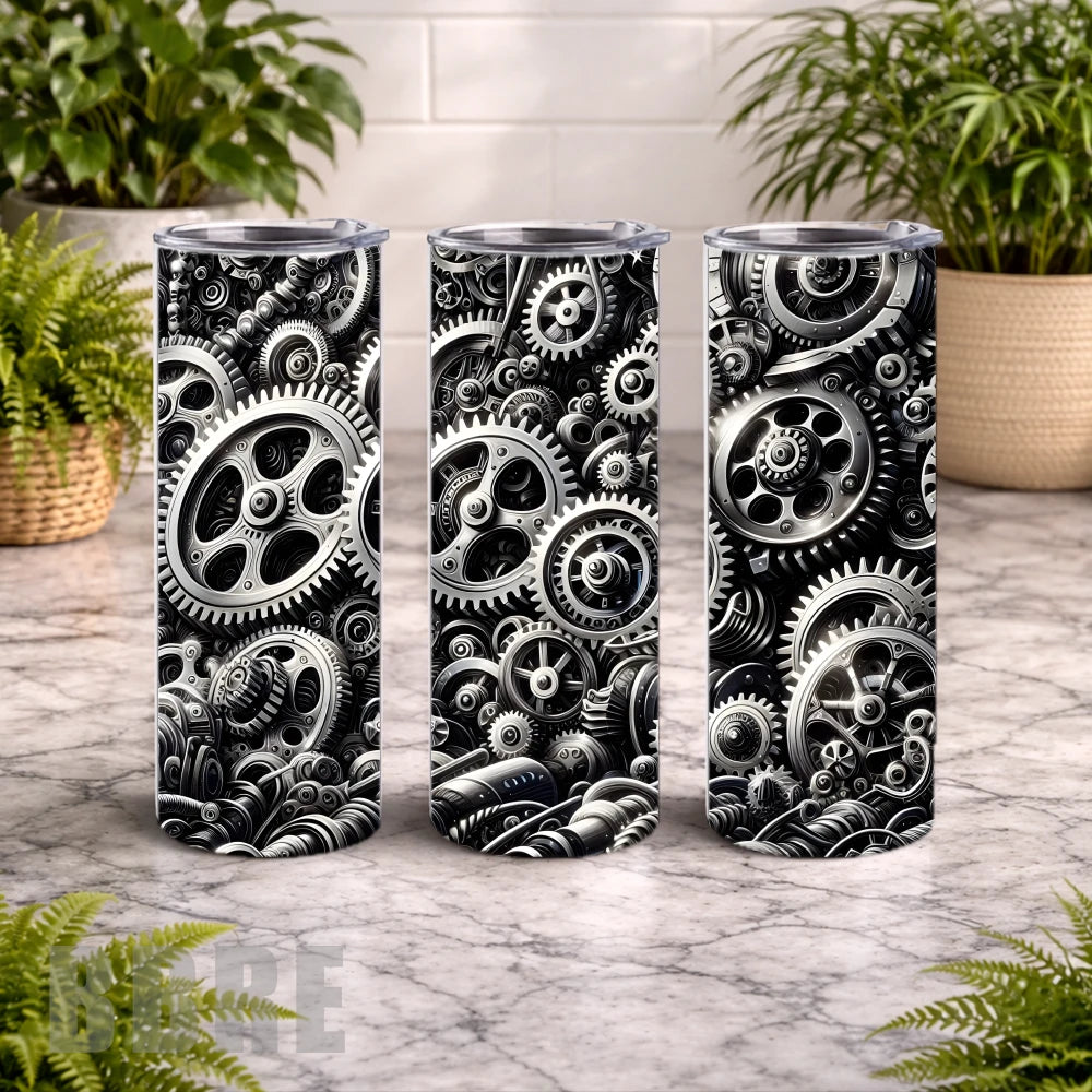 Mechanical Gears 20 OZ Wrap Mockup