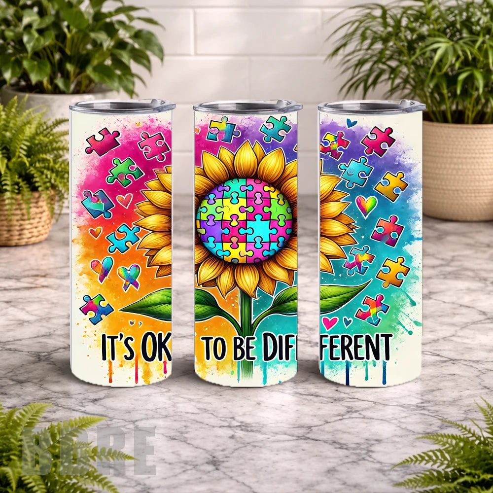 Puzzle Sunflower 20 OZ Wrap Mockup