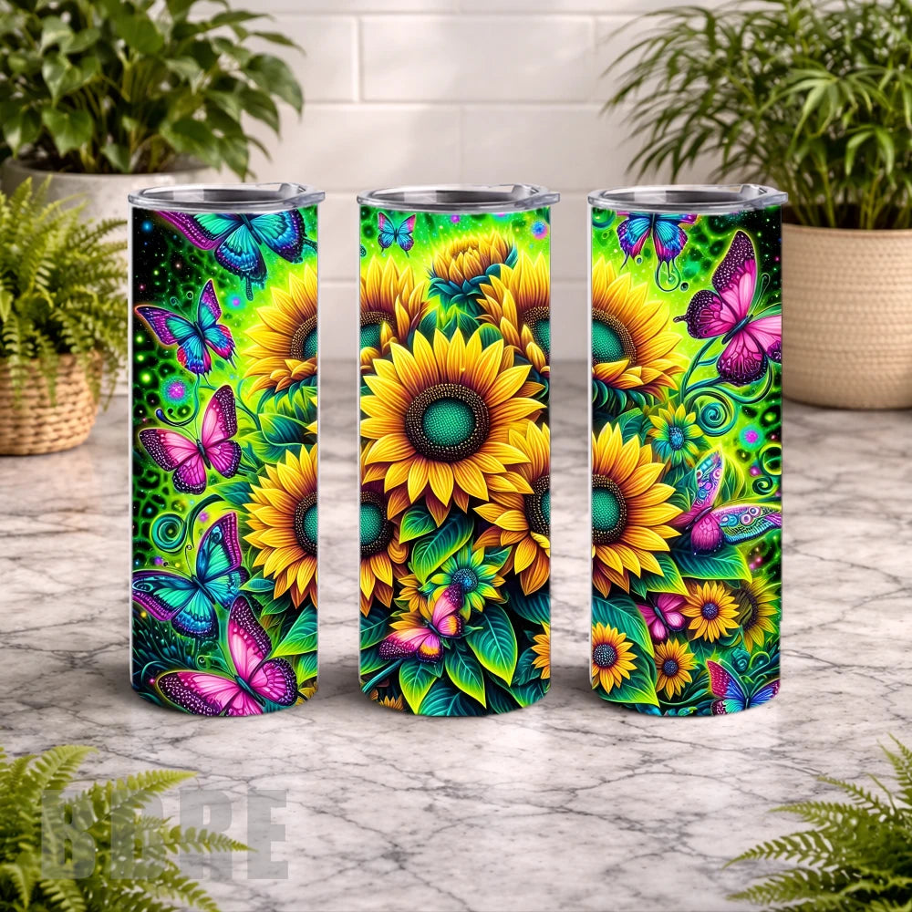 Sunflower Butterflies 20 OZ Wrap Mockup