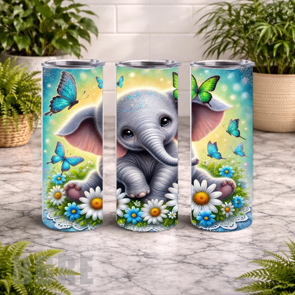Butterfly Elephant 20 OZ Wrap Mockup