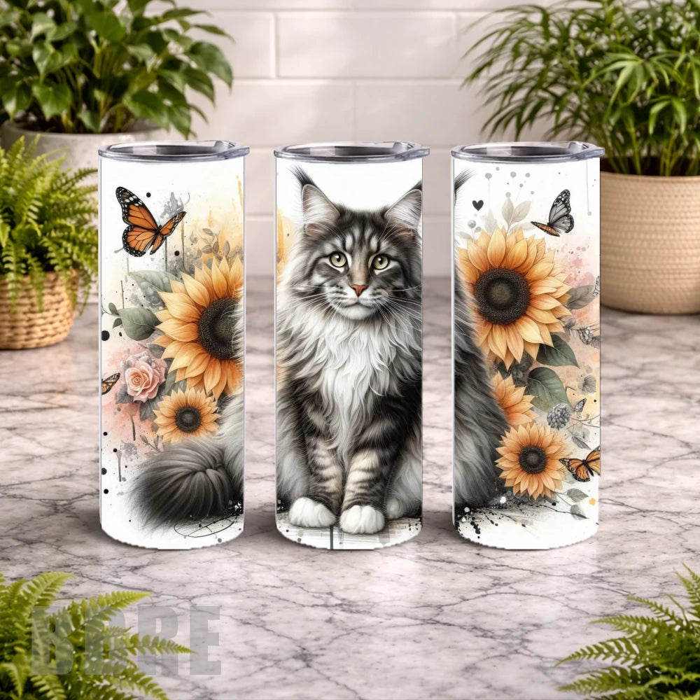 Sunflower Cat 2 20 OZ Wrap Mockup