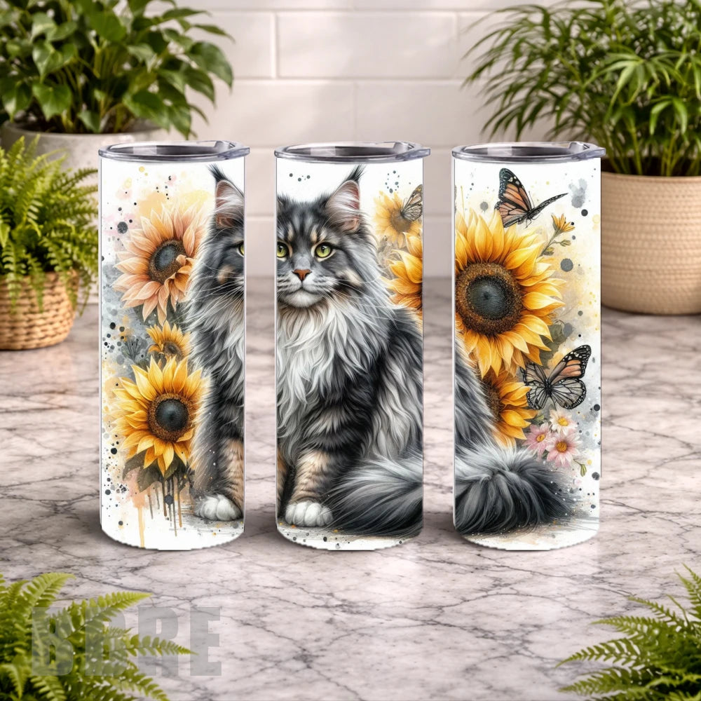 Sunflower Cat 3 20 OZ Wrap Mockup