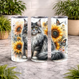 Sunflower Cat 3 20 OZ Wrap Mockup