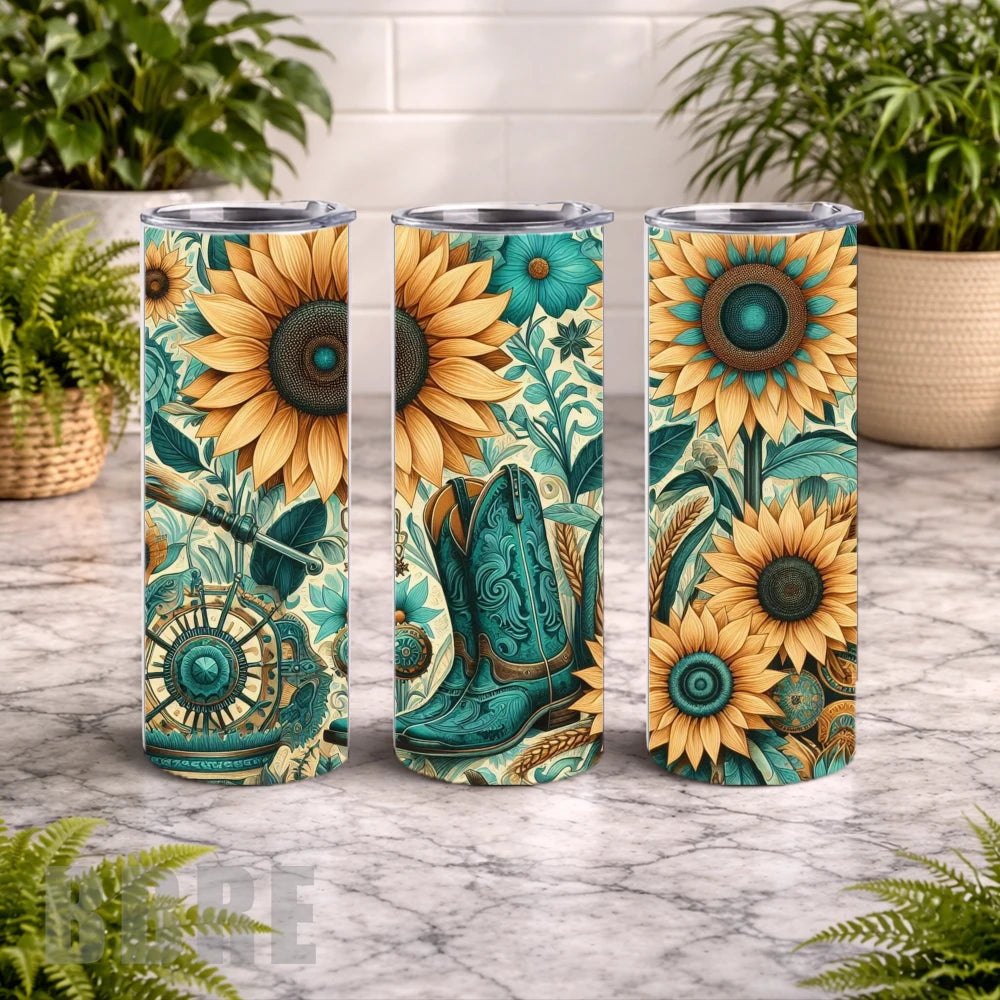 Sunflower Boots 20 OZ Wrap Mockup