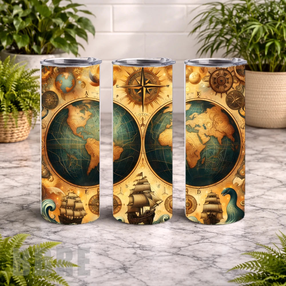 Nautical Globe 20 OZ Wrap Mockup