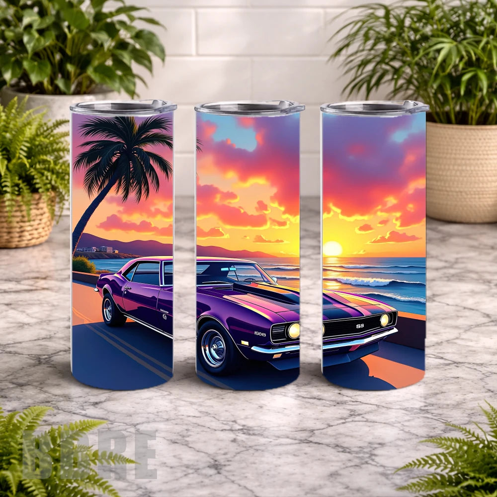Sunset Camaro 20 OZ Wrap Mockup