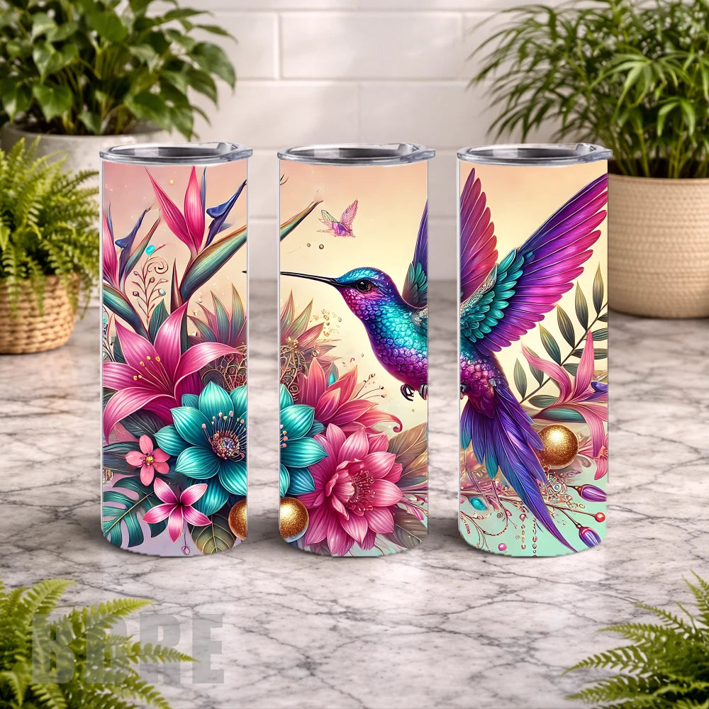 Vibrant Hummingbird 5 20 OZ Wrap Mockup