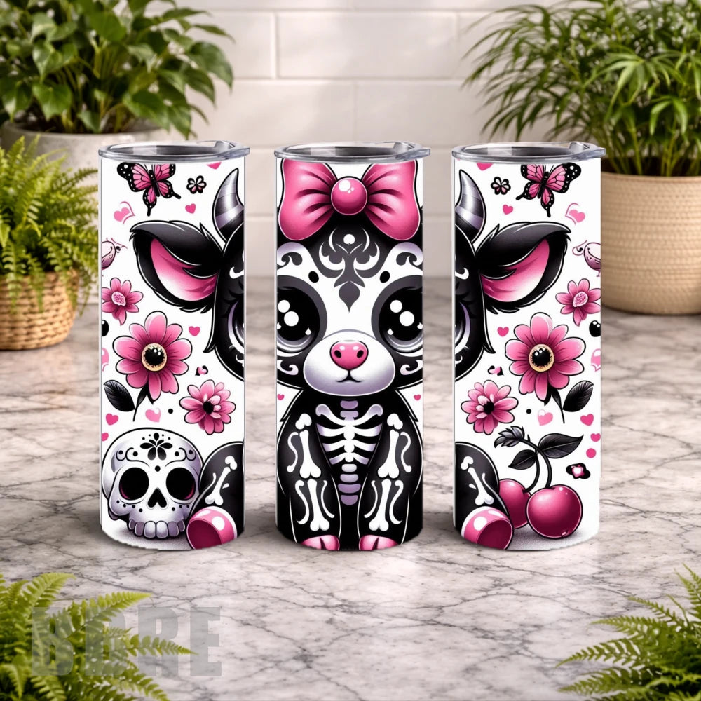 Cute Skull Cow 20 OZ Wrap Mockup