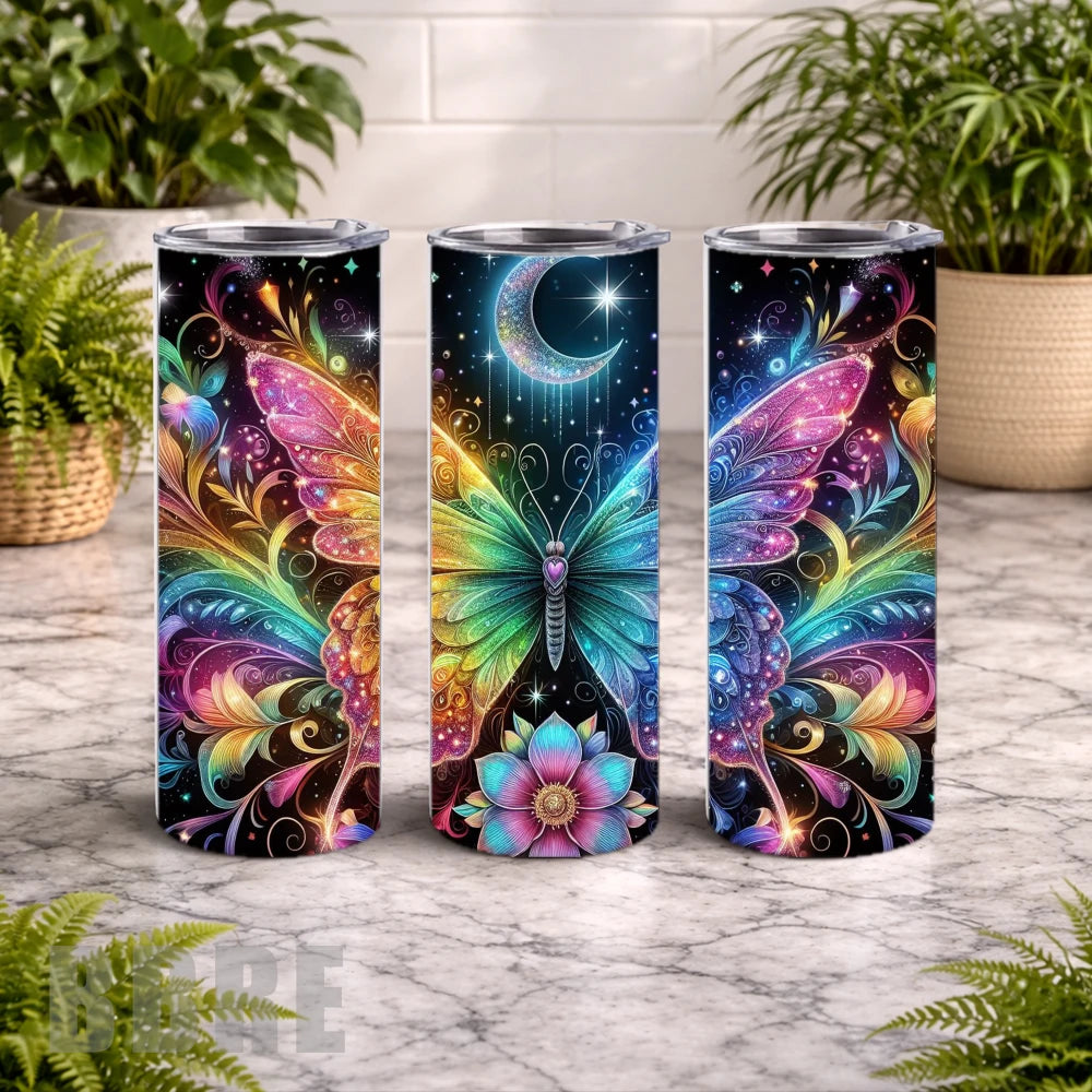 Colorful Butterfly 4 20 OZ Wrap Mockup