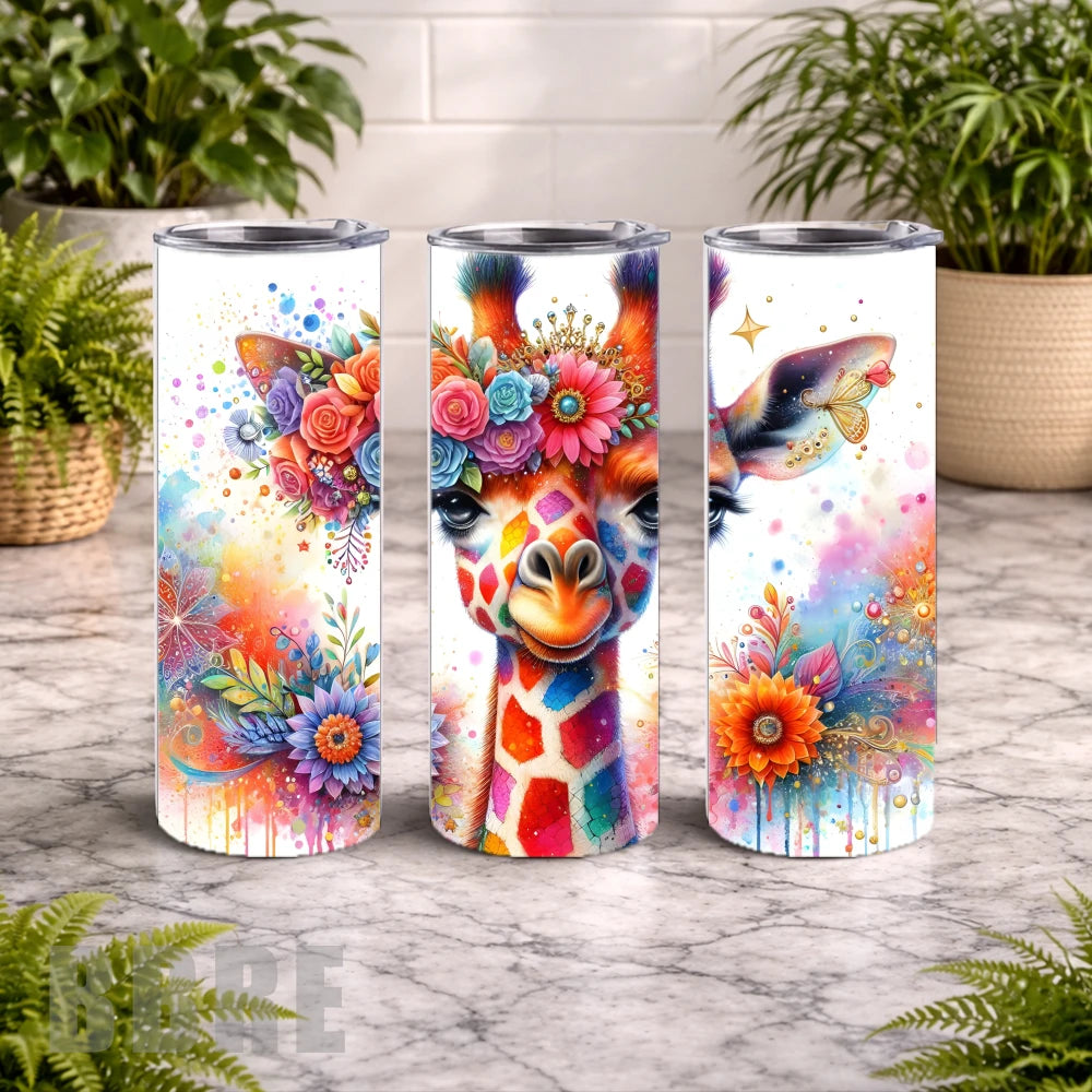 Floral Giraffe 20 OZ Wrap Mockup