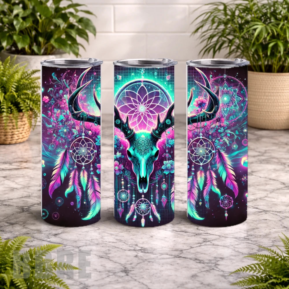 Dreamcatcher Skull 3 20 OZ Wrap Mockup