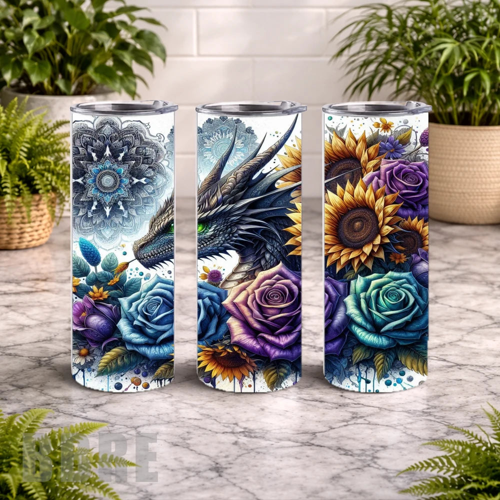 Dragon Floral 3 20 OZ Wrap Mockup