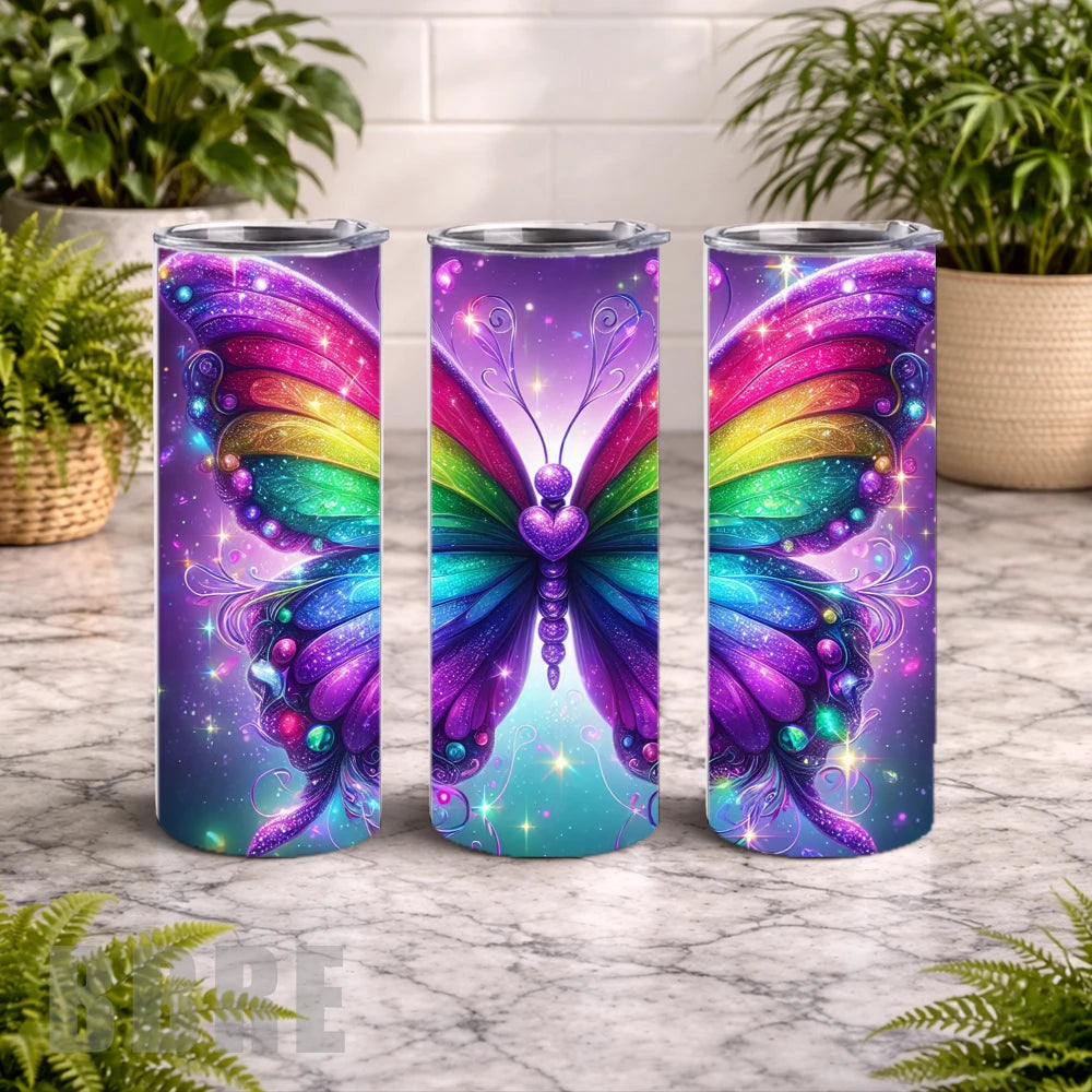 Rainbow Butterfly 20 OZ Wrap Mockup
