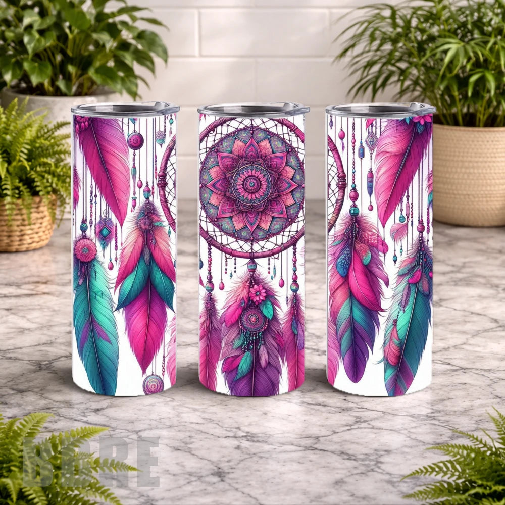 Dreamcatcher Feathers 3 20 OZ Wrap Mockup