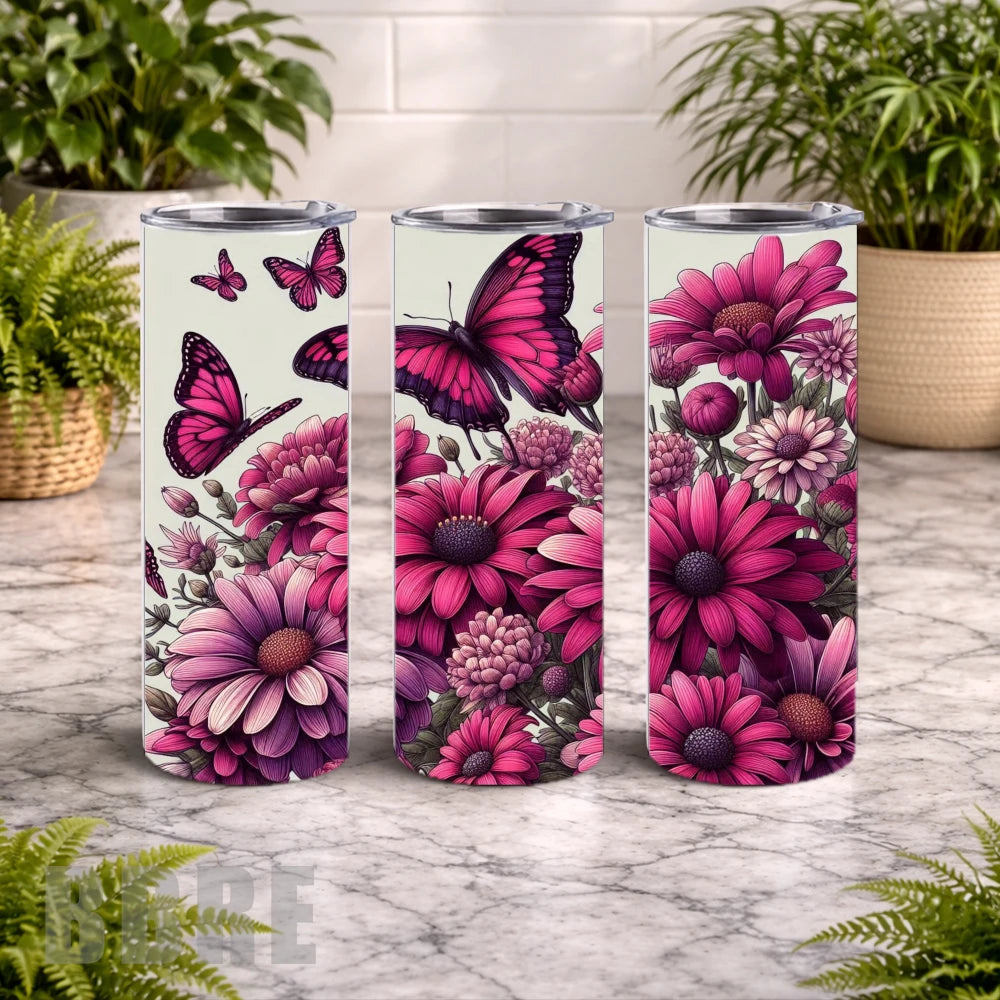 Butterfly Blooms 3 20 OZ Wrap Mockup