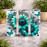 Turquoise Sunflowers 20 OZ Wrap Mockup