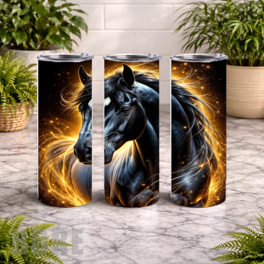 Majestic Black Horse 20 OZ Wrap Mockup