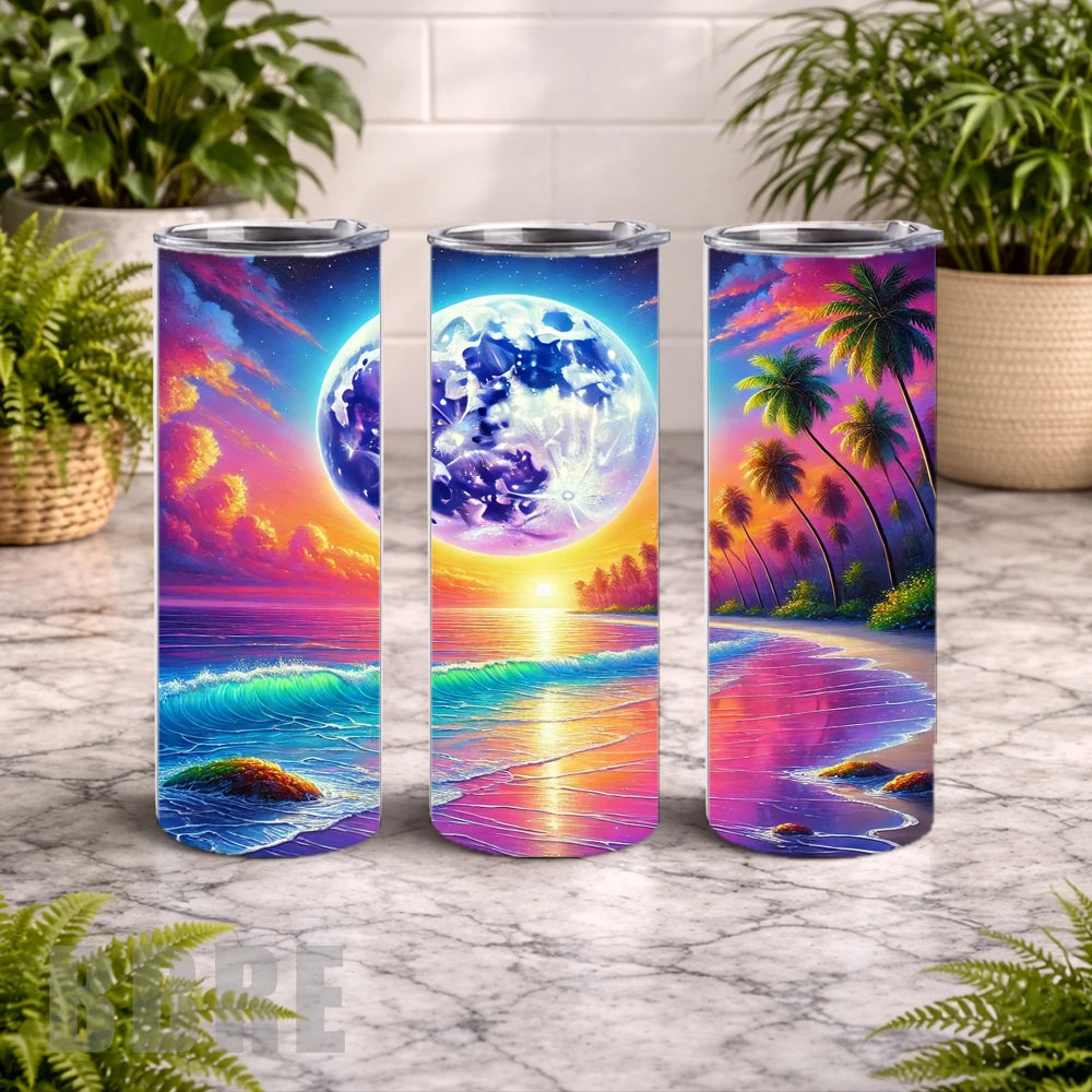 Tropical Moonrise 20 OZ Wrap Mockup