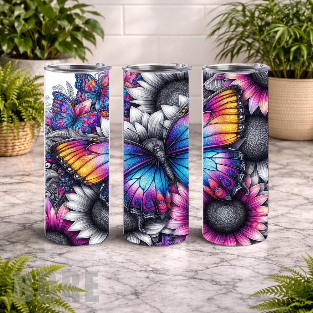 Butterfly Bloom 10 20 OZ Wrap Mockup