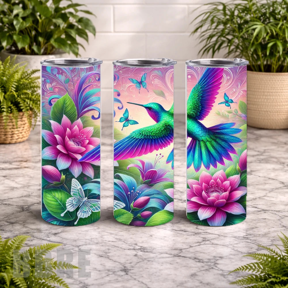 Hummingbird Paradise 3 20 OZ Wrap Mockup