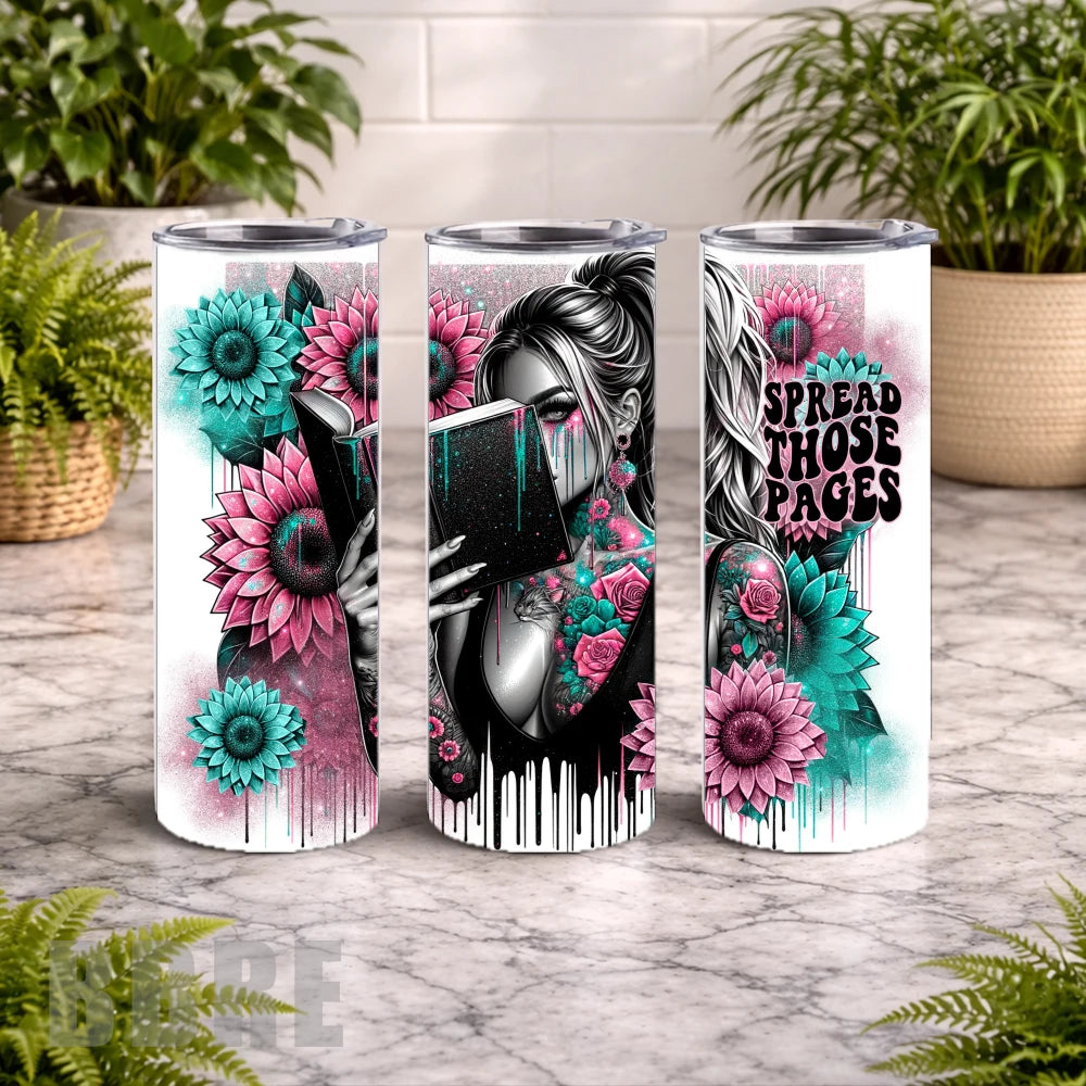 Floral Bookworm 20 OZ Wrap Mockup