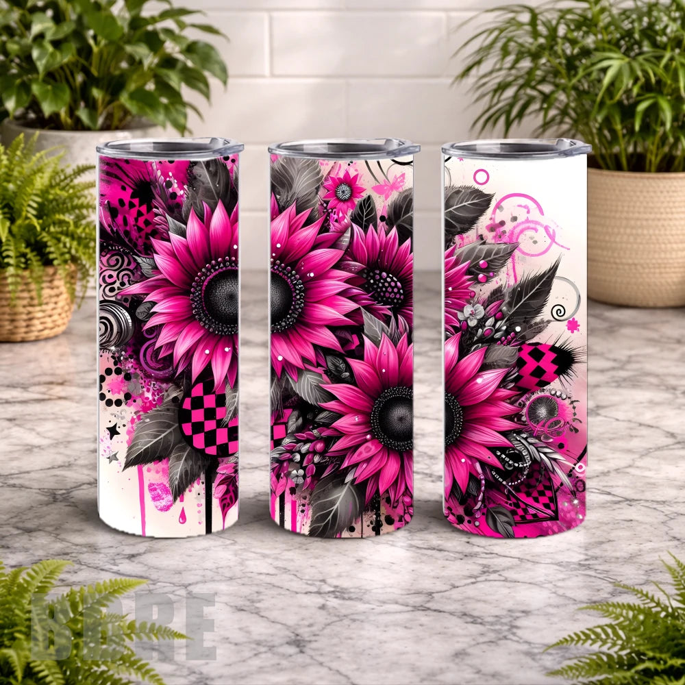 Pink Sunflowers 20 OZ Wrap Mockup