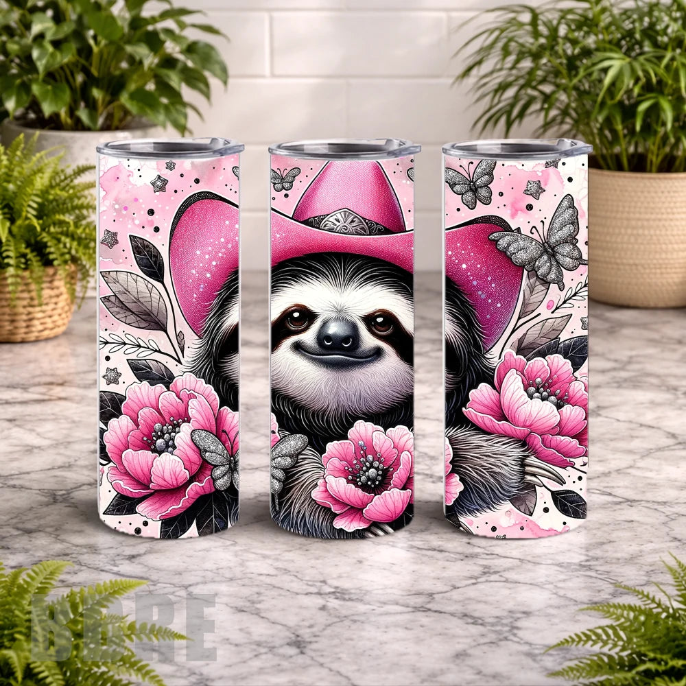 Cowboy Sloth 20 OZ Wrap Mockup