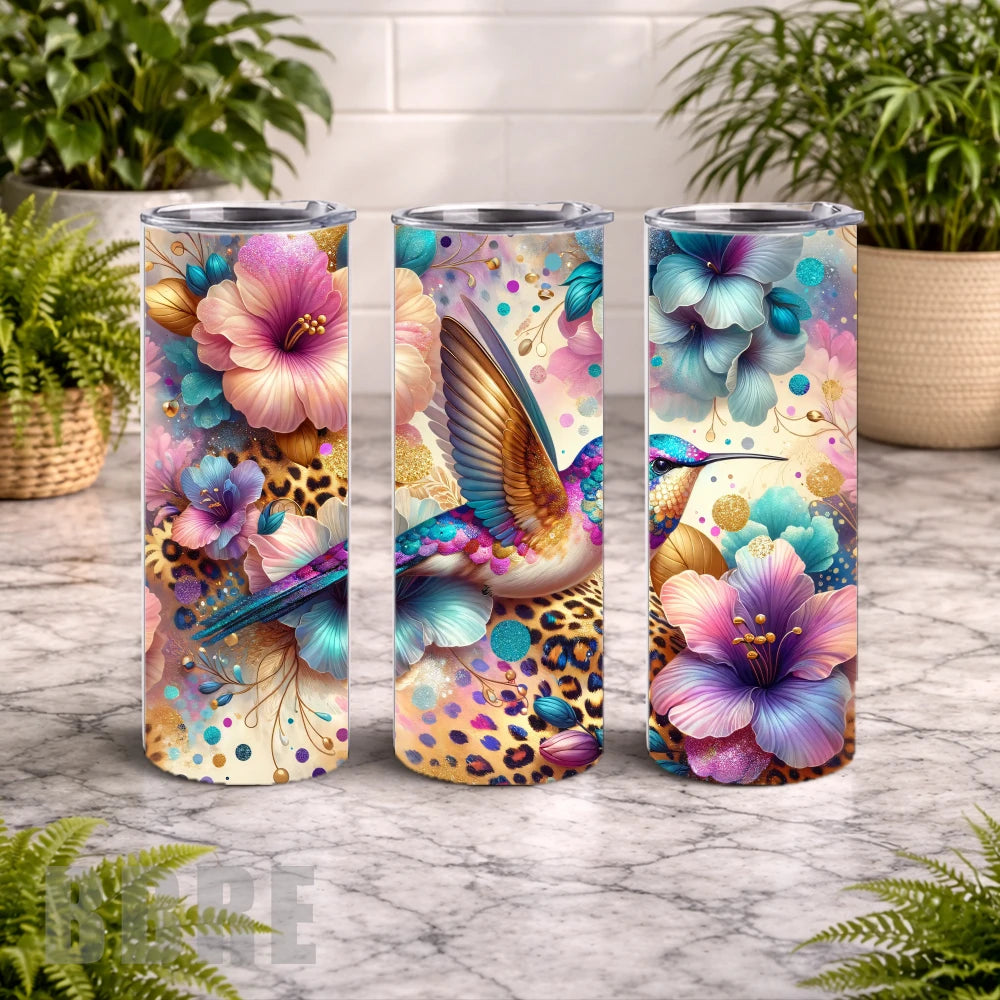 Hummingbird Floral 20 OZ Wrap Mockup