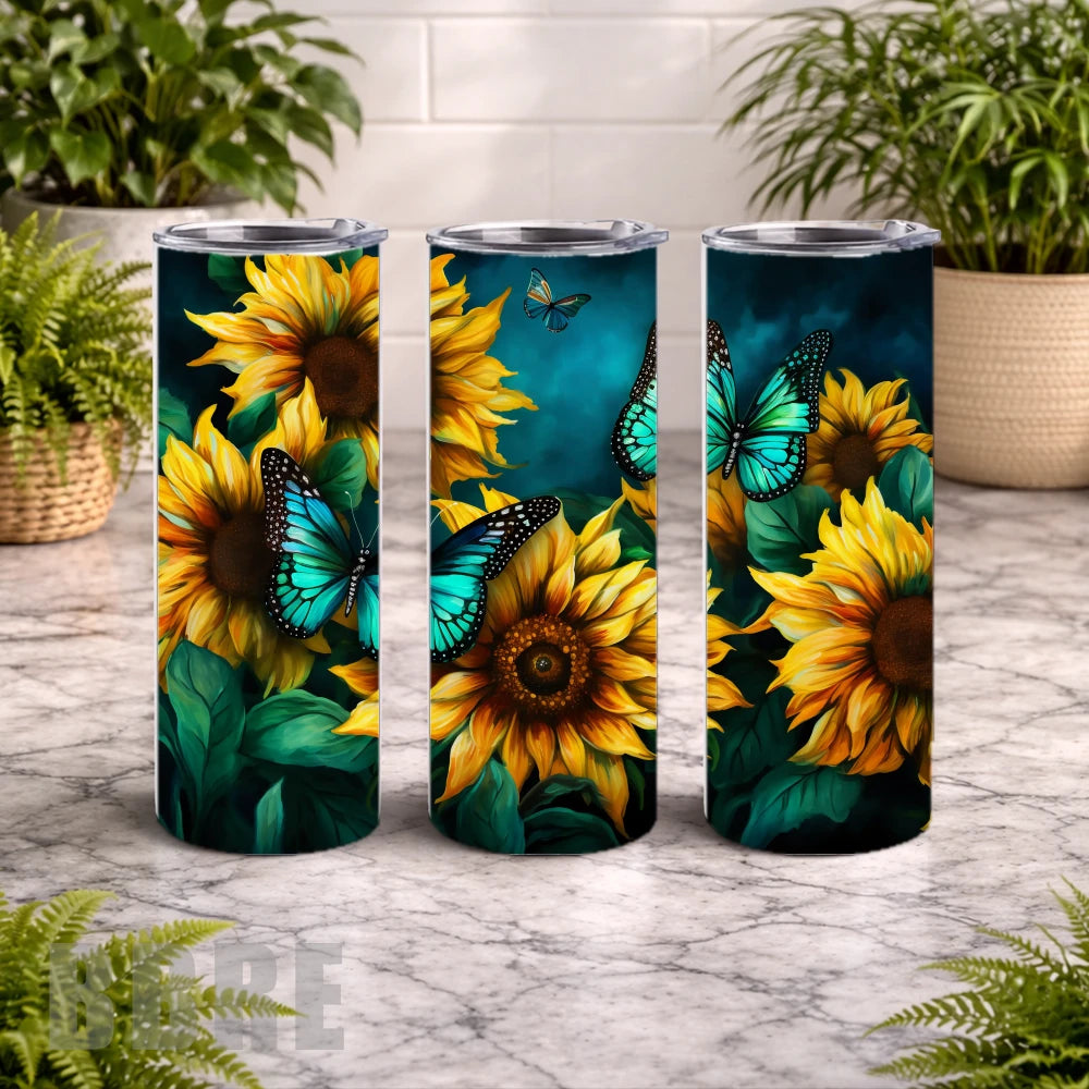 Butterfly Sunflowers 20 OZ Wrap Mockup