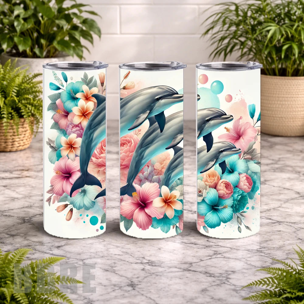 Dolphin Floral 20 OZ Wrap Mockup