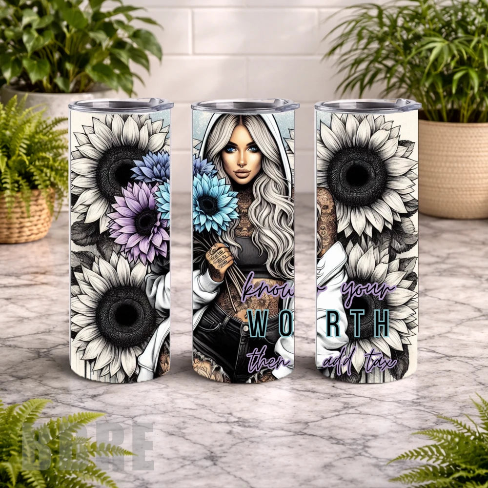 Sunflower Girl 2 20 OZ Wrap Mockup