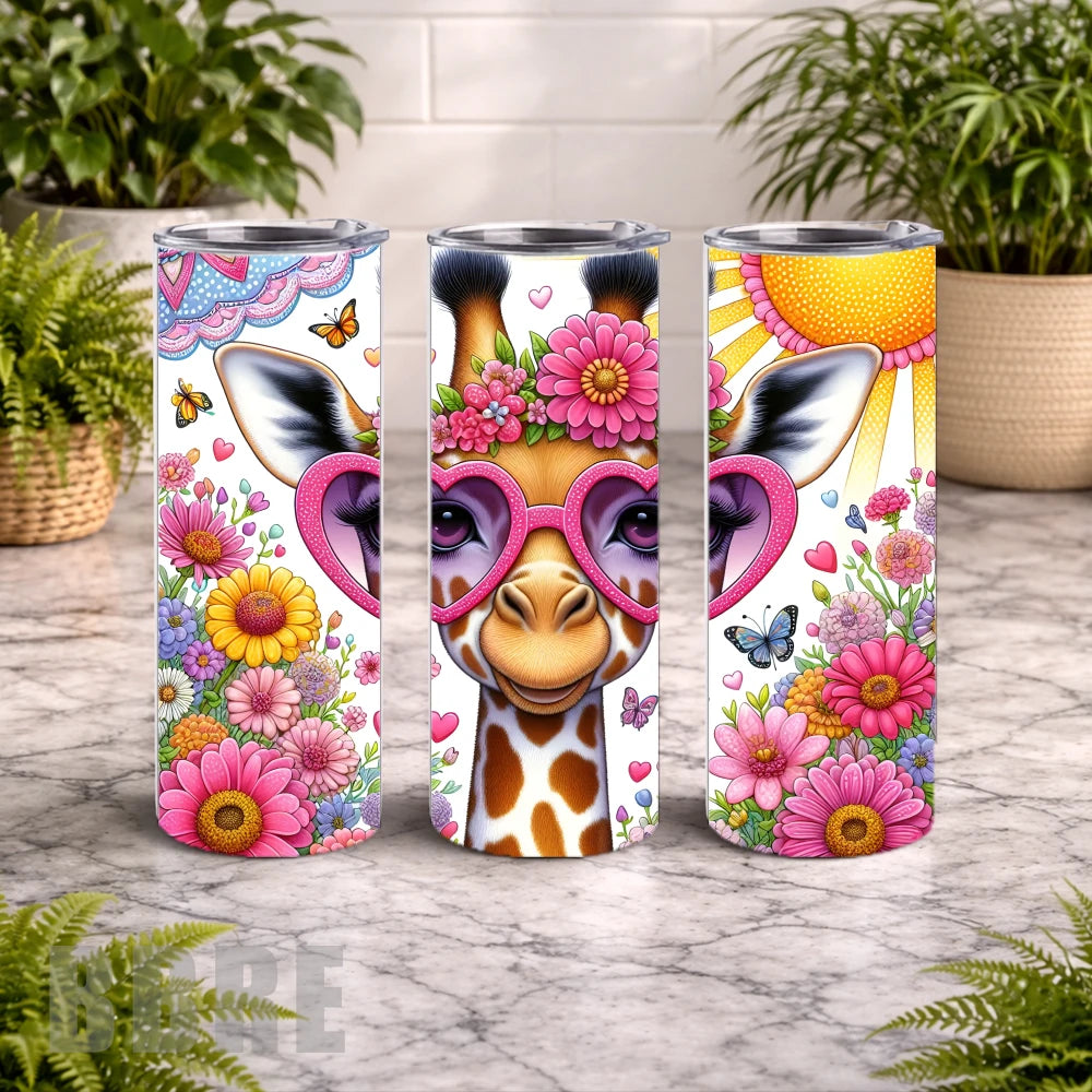 Floral Giraffe 2 20 OZ Wrap Mockup
