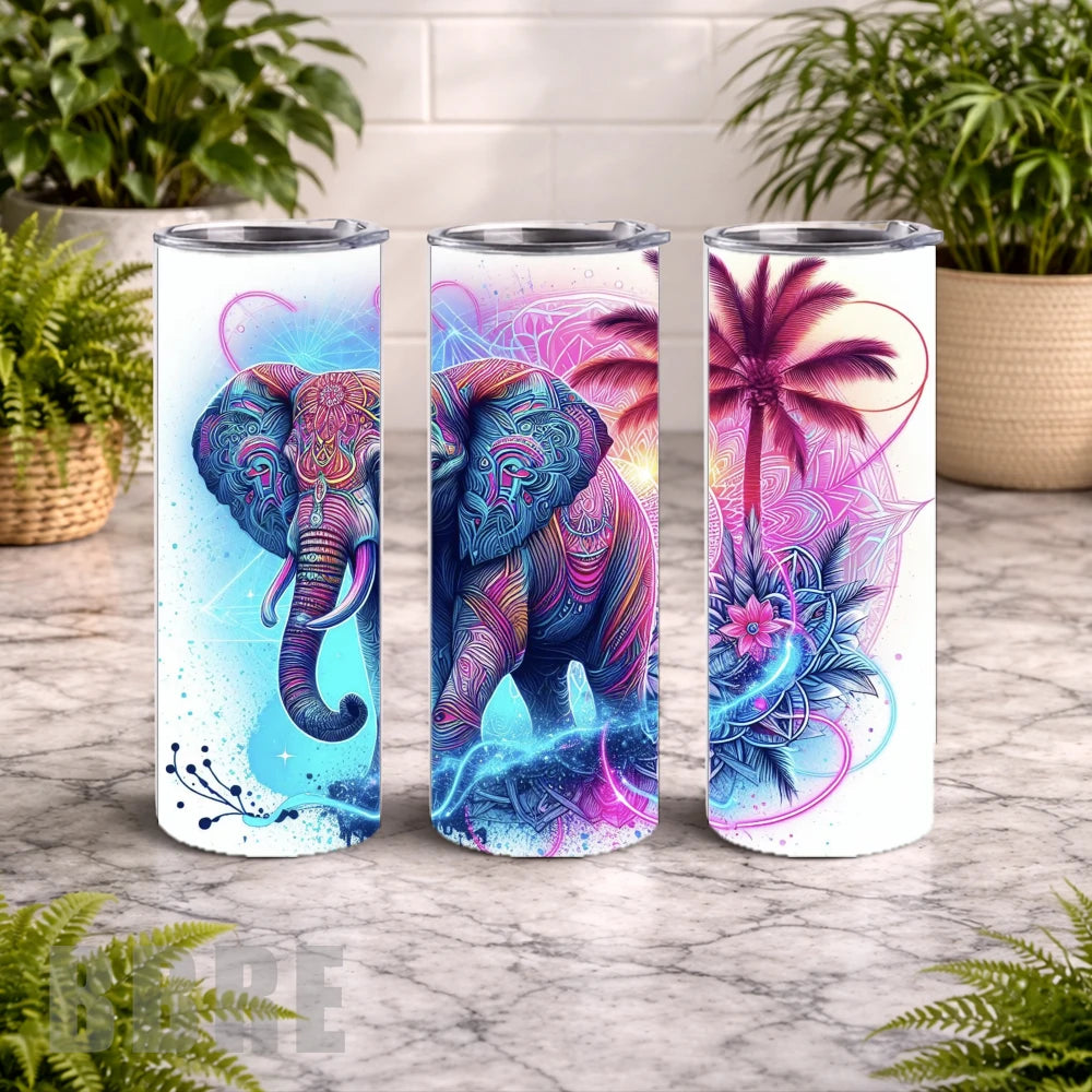 Colorful Elephant 4 20 OZ Wrap Mockup
