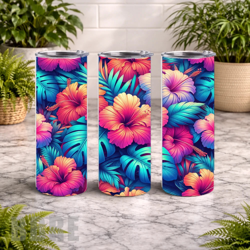 Tropical Floral 20 OZ Wrap Mockup