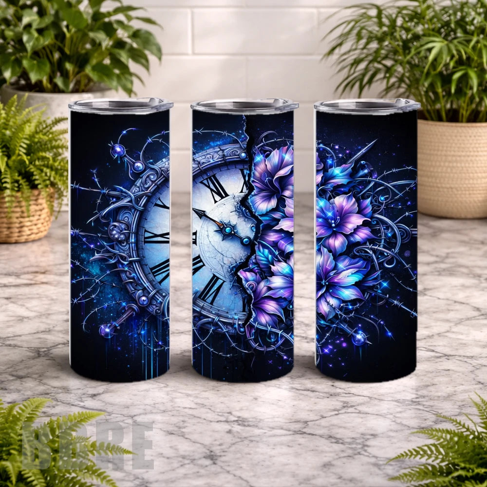 Floral Clock 20 OZ Wrap Mockup