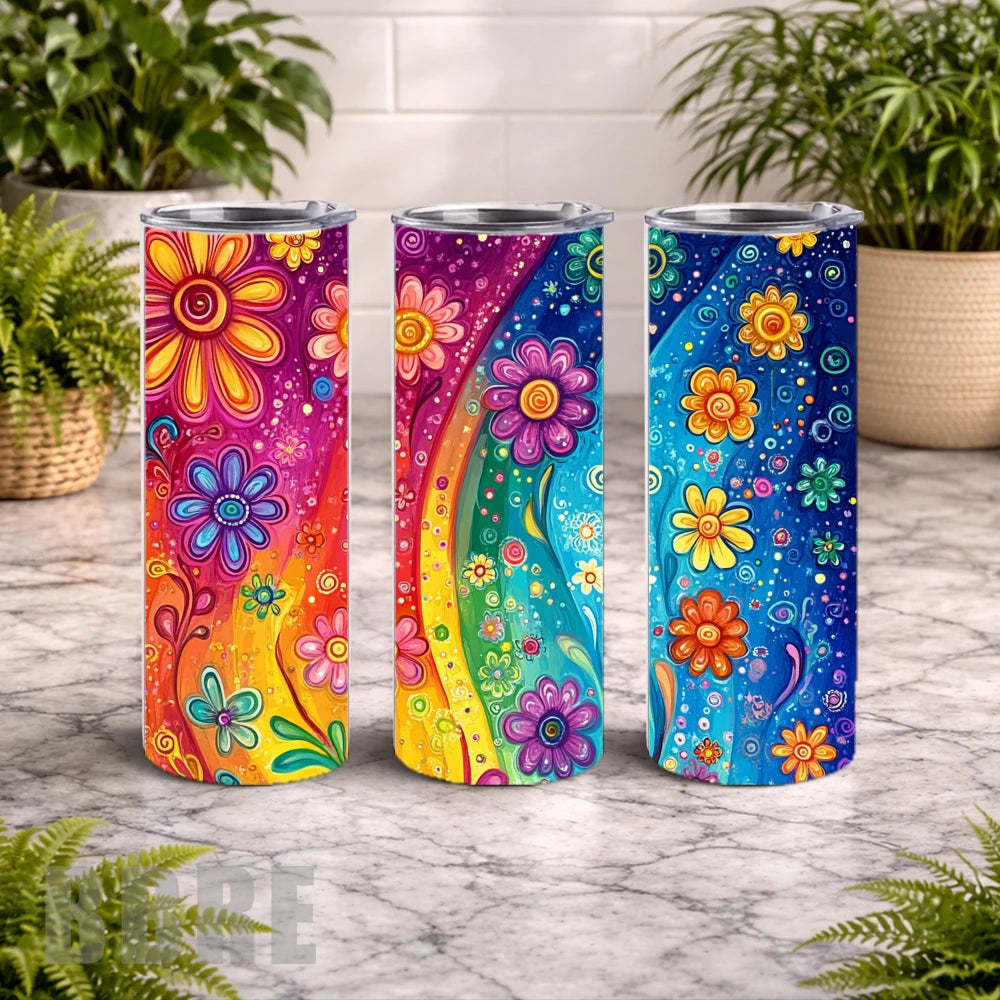 Floral Burst 16 20 OZ Wrap Mockup