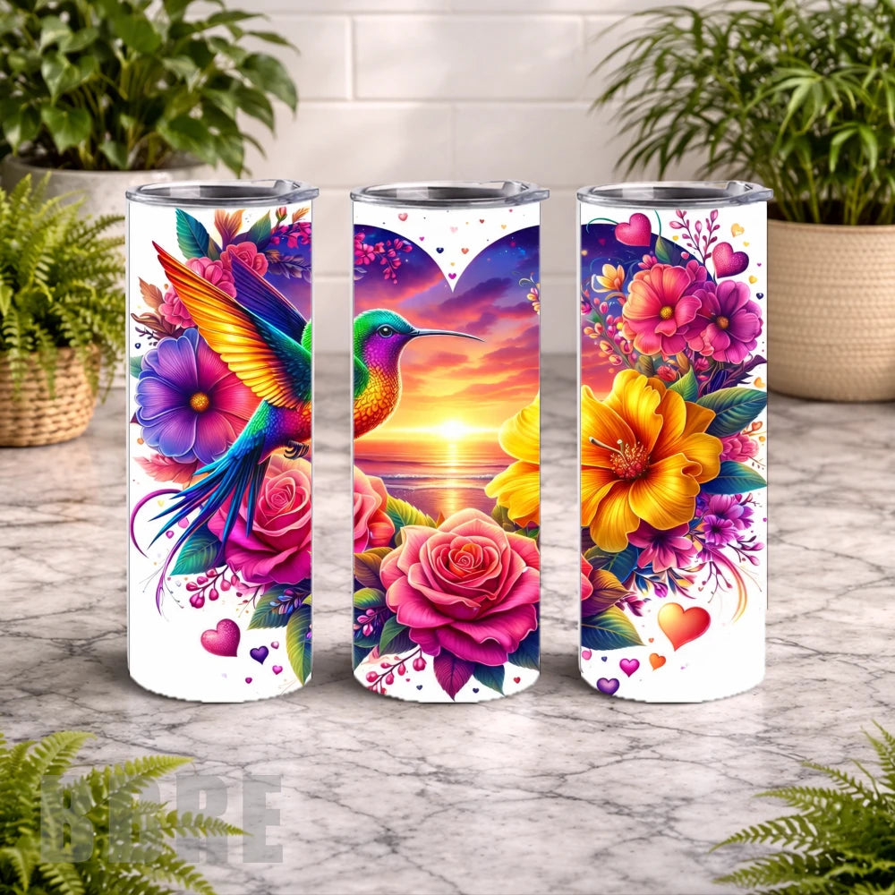 Hummingbird Heart 20 OZ Wrap Mockup