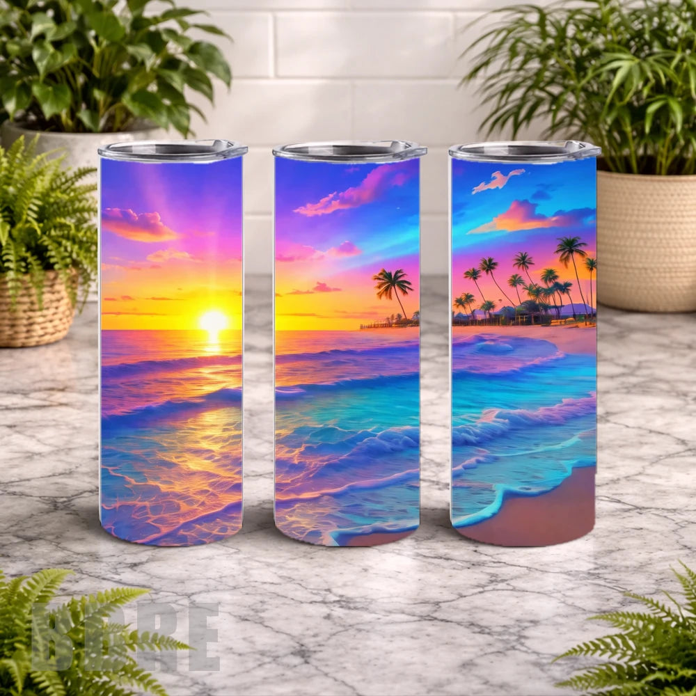 Tropical Sunset 4 20 OZ Wrap Mockup