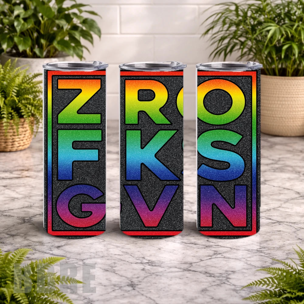 Rainbow Letters 20 OZ Wrap Mockup