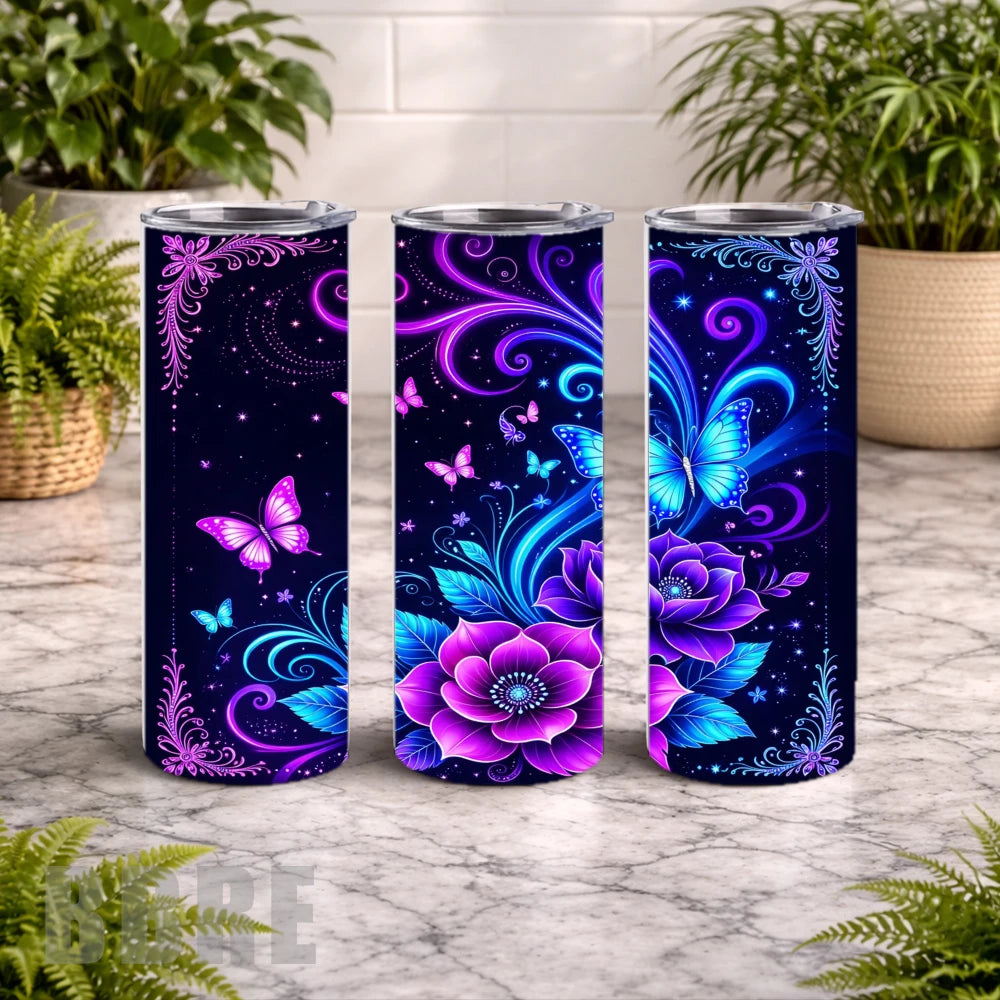 Floral Butterfly 7 20 OZ Wrap Mockup