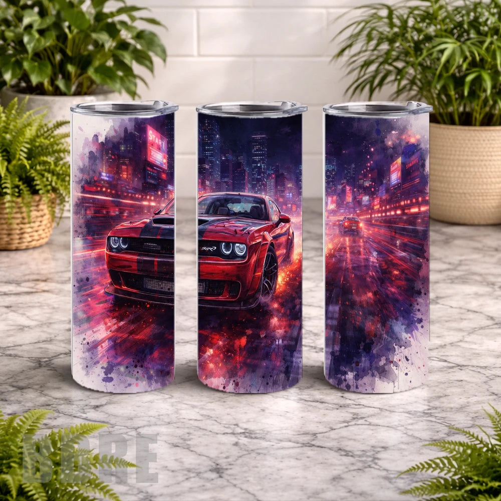 Red Muscle Car 2 20 OZ Wrap Mockup