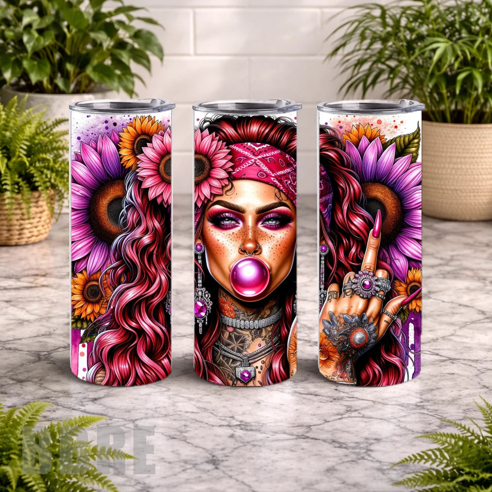 Bold Floral 5 20 OZ Wrap Mockup