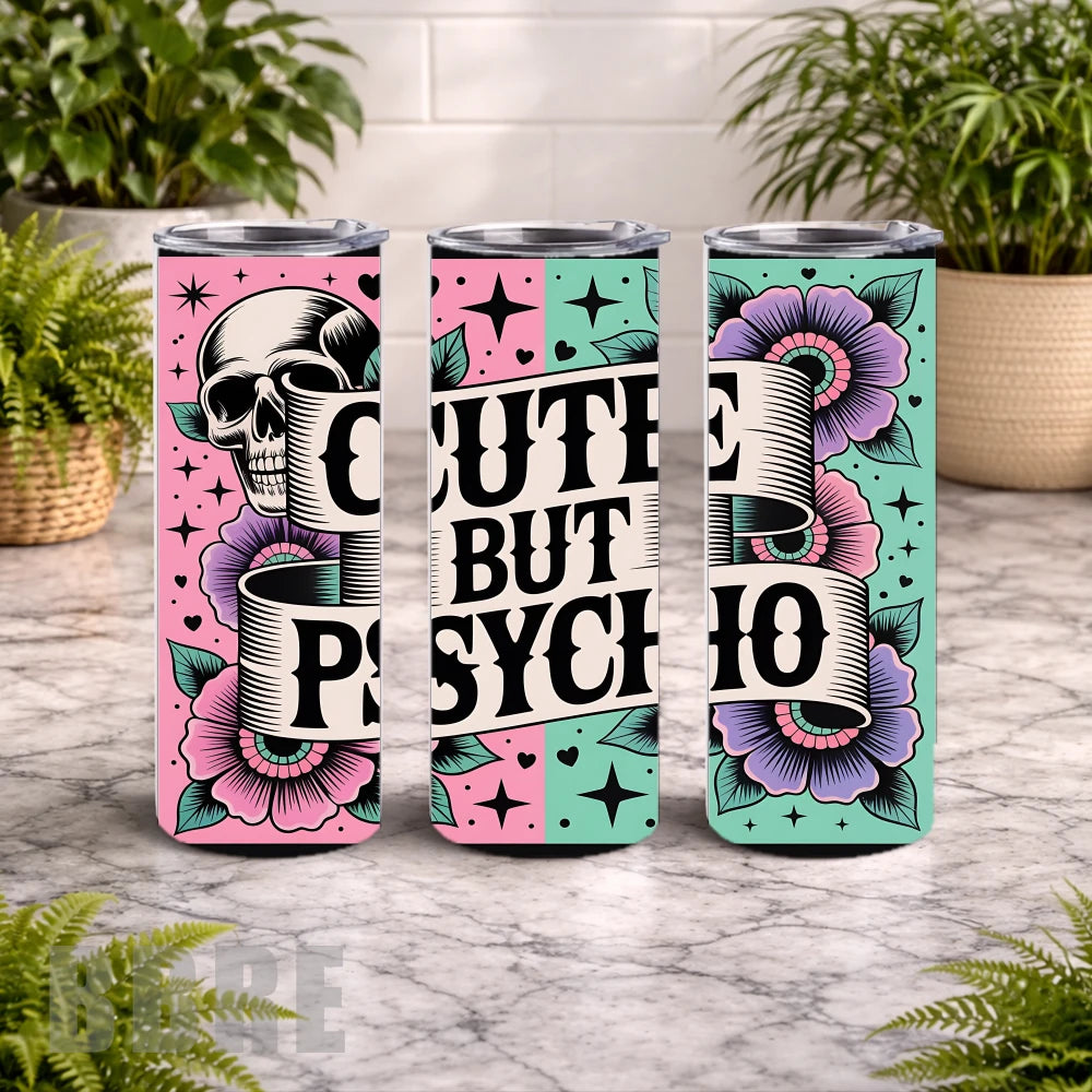 Cute Skull 20 OZ Wrap Mockup
