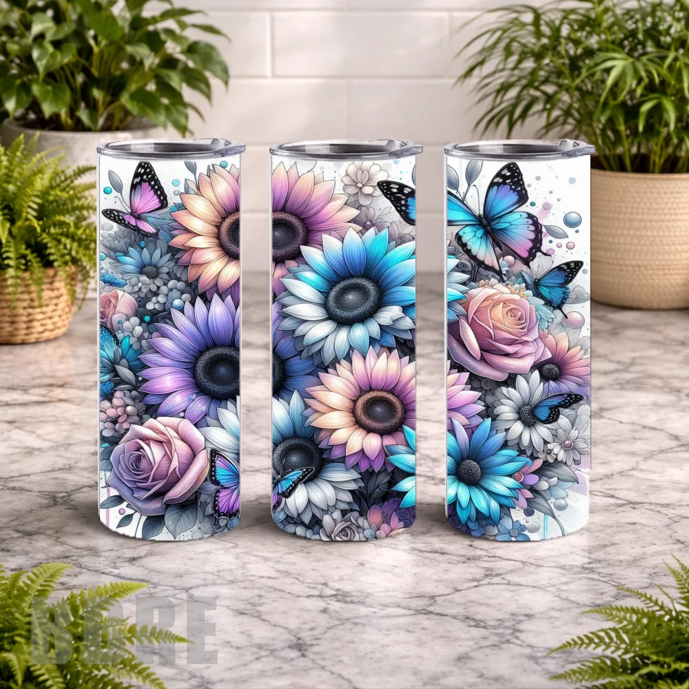 Floral Butterfly 8 20 OZ Wrap Mockup