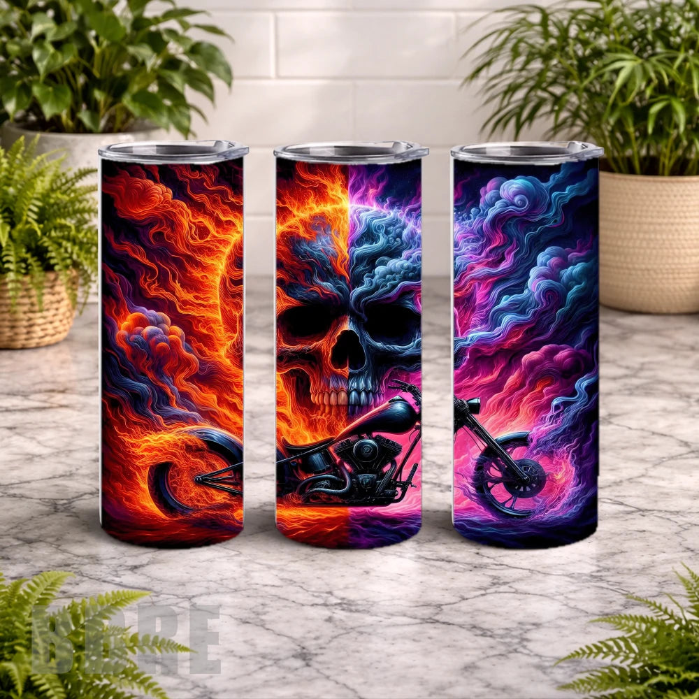 Skull Motorcycle 20 OZ Wrap Mockup