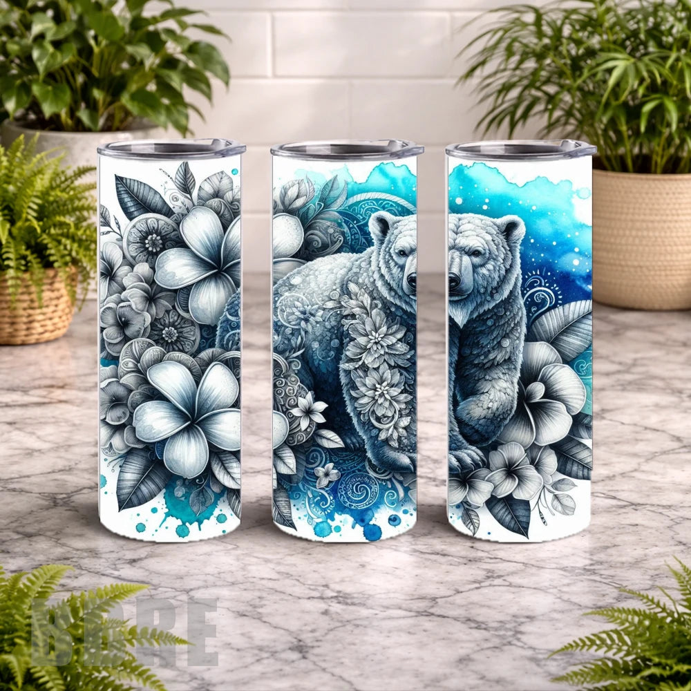 Floral Bear 20 OZ Wrap Mockup