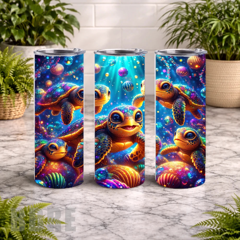 Colorful Sea Turtles 20 OZ Wrap Mockup