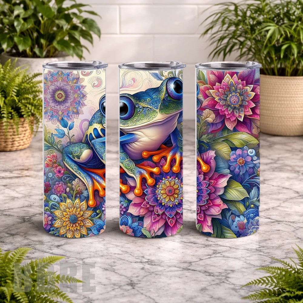 Colorful Frog 2 20 OZ Wrap Mockup